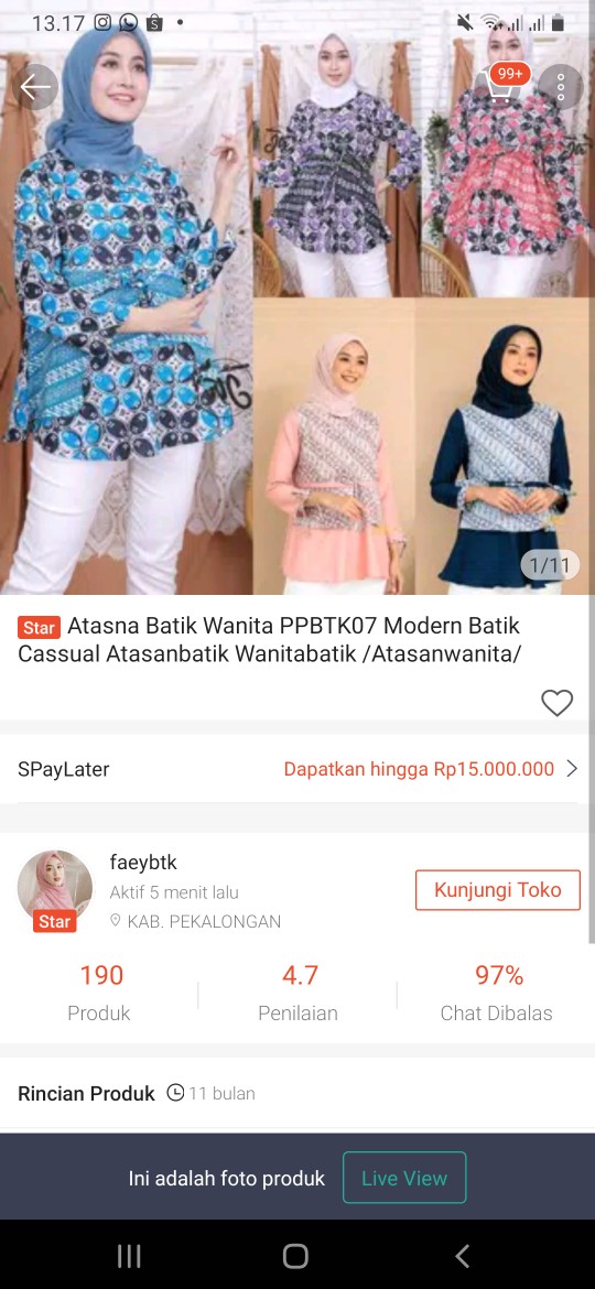 Batik Wanita Asj Sa Hrb026 Kenongo Kemeja Tosca Pendek