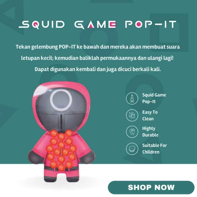 POP IT SQUID GAME [PREMIUM] / MAINAN POP IT / FIDGET TOY / MAINAN ANAK / MAINAN SQUID GAME