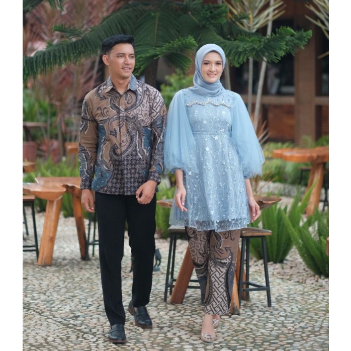 Batik Couple Yukika | Kebaya Couple Modern | Kebaya Lamaran Tunangan Wisuda | Couple Tunik Brokat