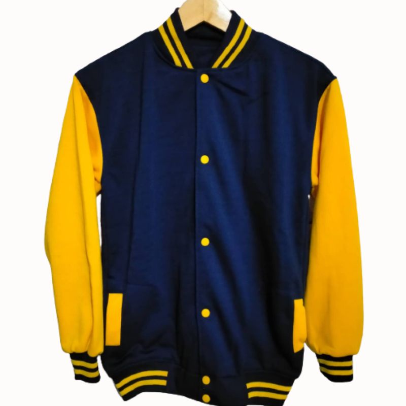 JAKET BASEBALL VARSITY/JAKET POLOS NAVI KUNING