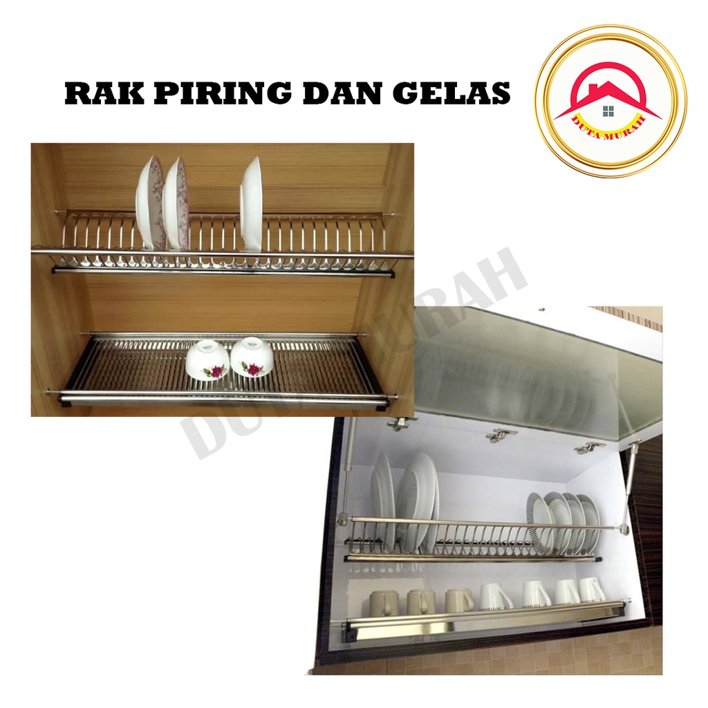 Rak Piring &amp; Sendok 90 Cm..SUS 304..Unit Atas Dapur.. Merk Vitco