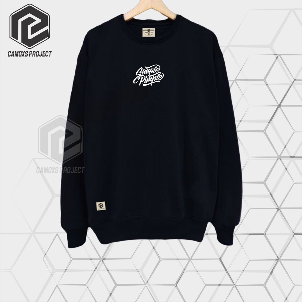 Sweater Terbaru Camoxs Distro Crewneck Hitam Pria List Simple Pimple Unisex M-XXL Suiter Krunek Oversize Sweter Sweatshirt Kekinian