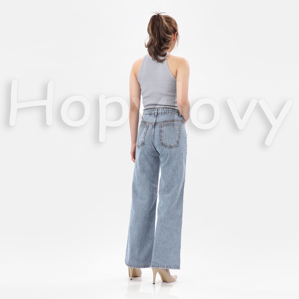 HOPYLOVY JUMBO SIZE Celana Kulot Jeans Wanita Big Size Sobek Destroy Lutut Nessa Jumbo