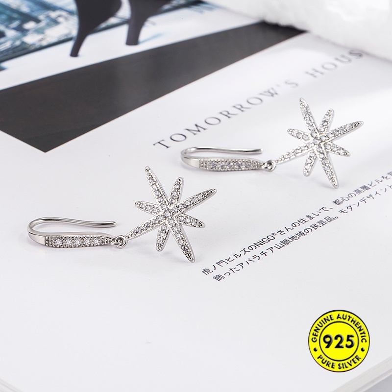 Anting Stud S925 Sterling Silver Bentuk Bintang Enam Sudut Anti Karat Untuk Wanita