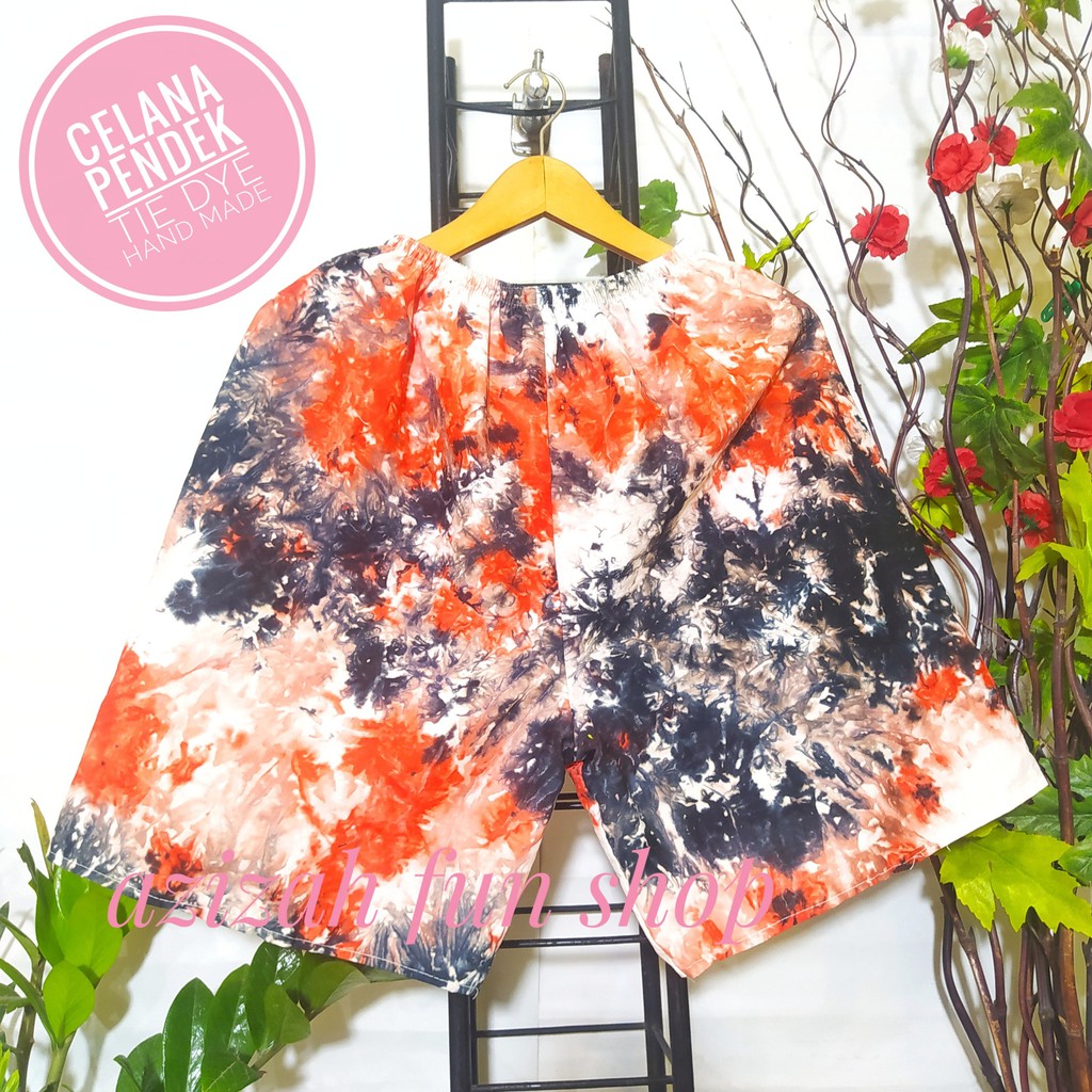 CELANA PENDEK SANTAI TIE DYE HAND MADE BAHAN KATUN