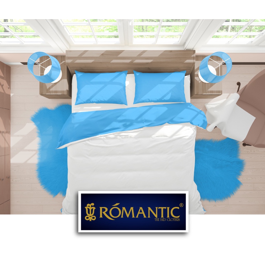 Two Tone Bedcover ROMANTIC Blue x White aesthetic Bandung