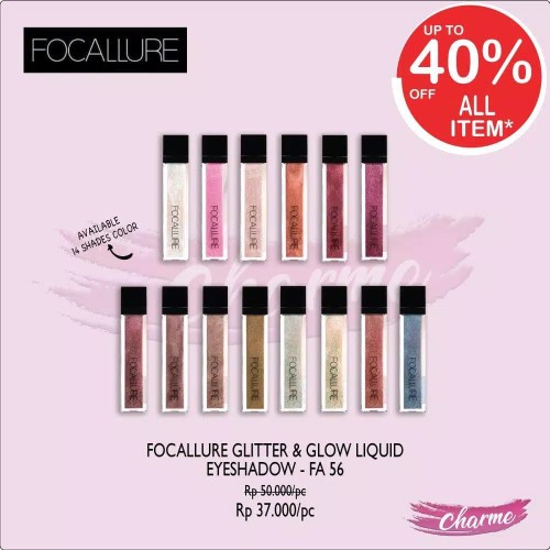 (READY &amp; ORI!) Focallure Glitter &amp; Liquid EyeShadow Multi Color Water Eyeshadow Pigments FA56 FA 56 cair