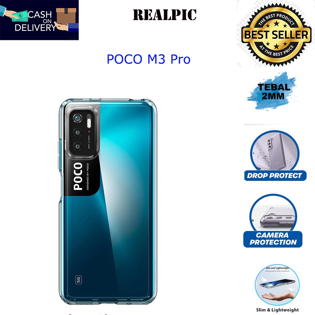 Case Xiaomi POCO M3 Pro Casing Clear HD KETEBALAN 2MM BENING TRANSPARAN TPU Premium Softcase