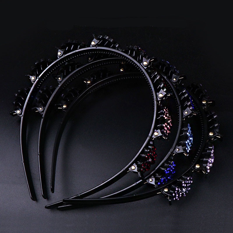 [ACKER] Rhinestone Ikat Kepala Mutiara Bangs Braided Hair Band Untuk Wanita