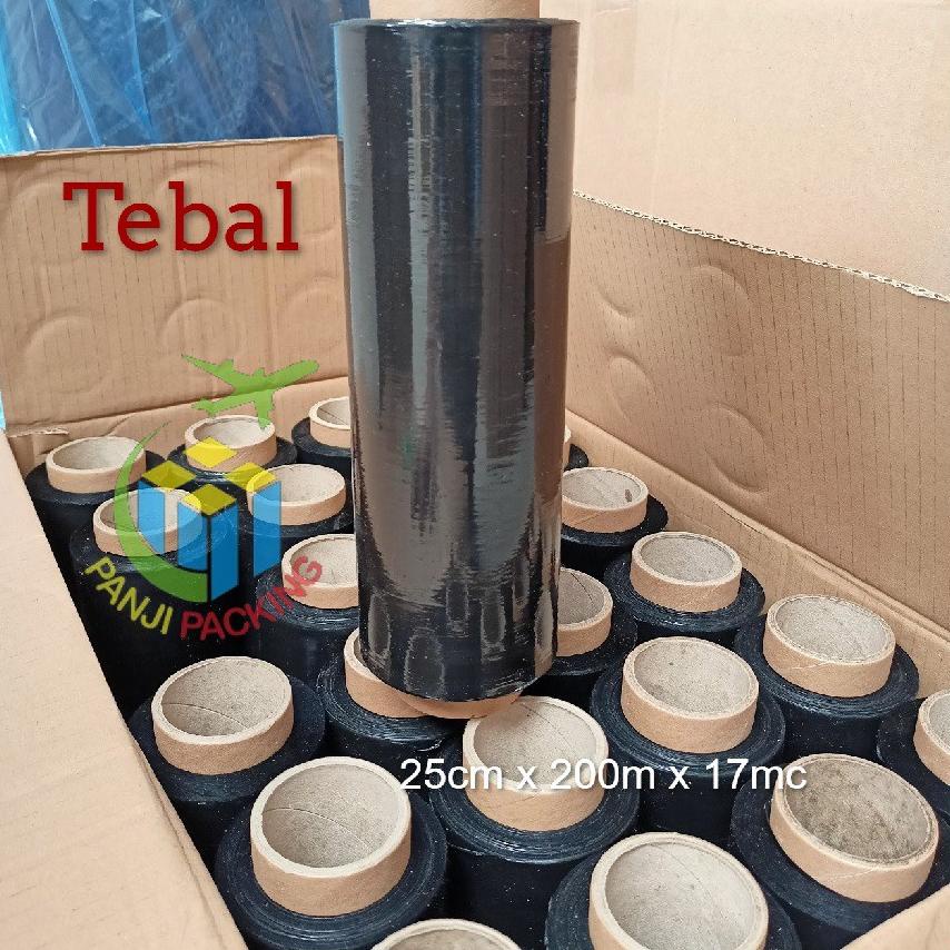 

[PRODUK VSZGE] Stretch FIlm Hitam 25cm x 200m Plastik Wrapping Tebal Plastic wrap Bungkus koper Bandara Black AAA