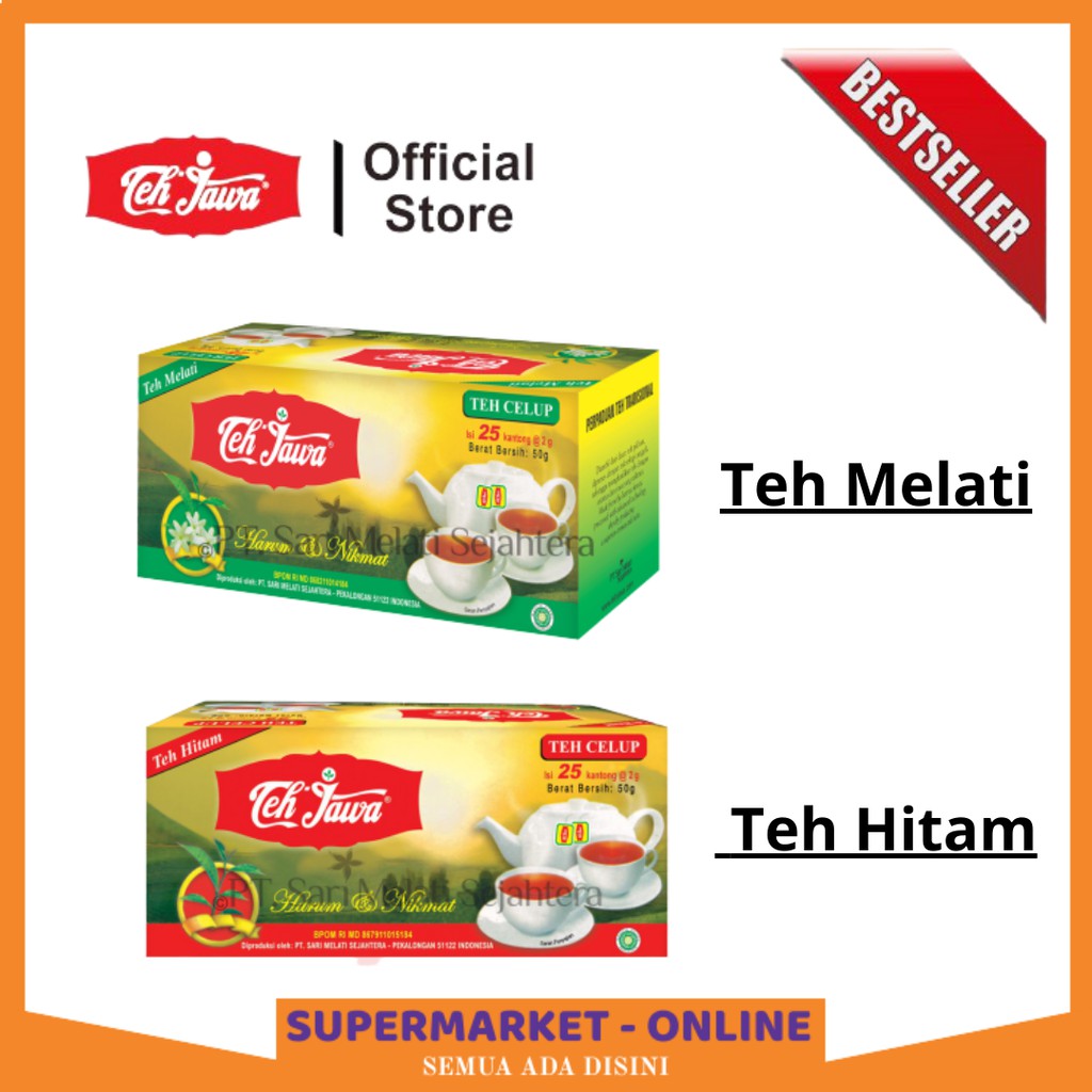 

TERLARIS TEH JAWA Celup Aroma Teh Hitam Dan Melati Tea Bag 1 Box isi 20 Sachet Kantong Bags