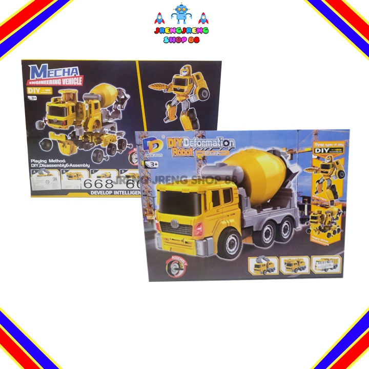 Mecha Engineering Vehicle DIY Robot Deformation Transformation Trucks Lego Bricks Mainan Anak Lego