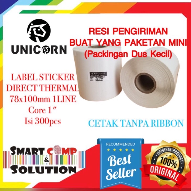 Stiker Label Barcode Thermal 78x100 mm / 78 x 100 mm / 78x100mm 300pcs