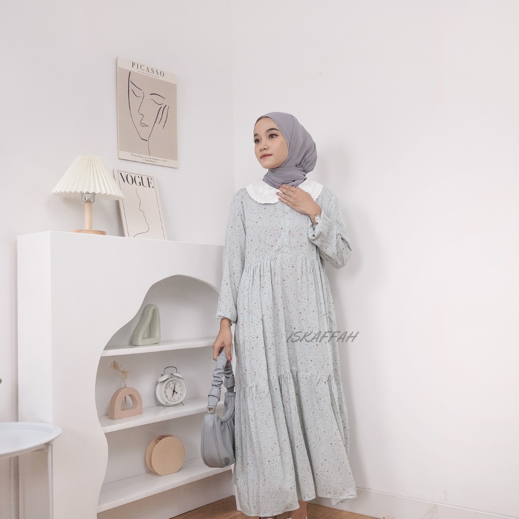 CAMELLIA MIDI DRESS RAYON PREMIUM / MIDI DRESS REMPEL/DRESS MOTIF/MIDI DRESS CASUAL/DRESS WANITA