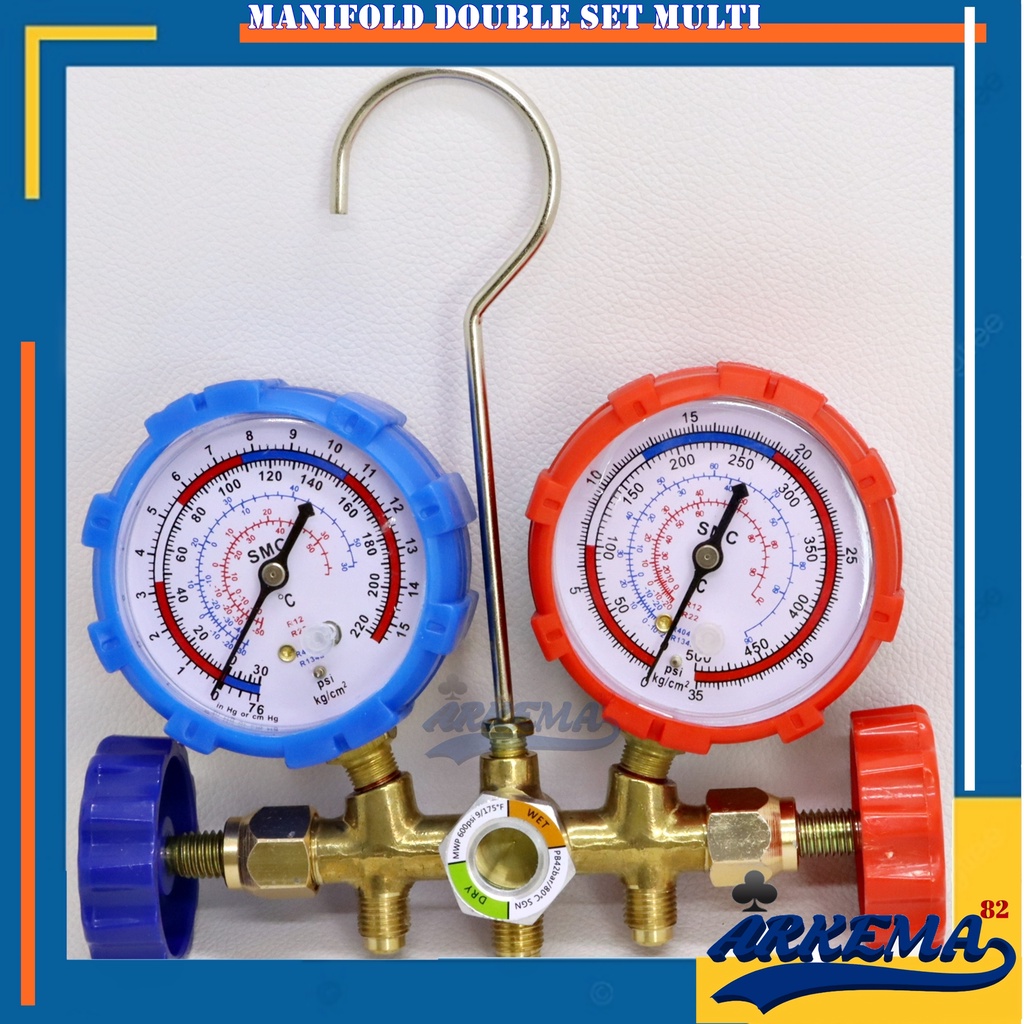 MANIFOLD DOUBLE SMC SET MULTI PREMIUM | MANIFOLD SET R410 R32 R22 R134 R404 R407 | ANALIZER R22