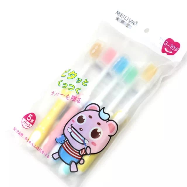 *ALIBABA1688* SIKAT GIGI ANAK KARAKTER LUCU VARIASI WARNA 1 PACK ISI 5PCS