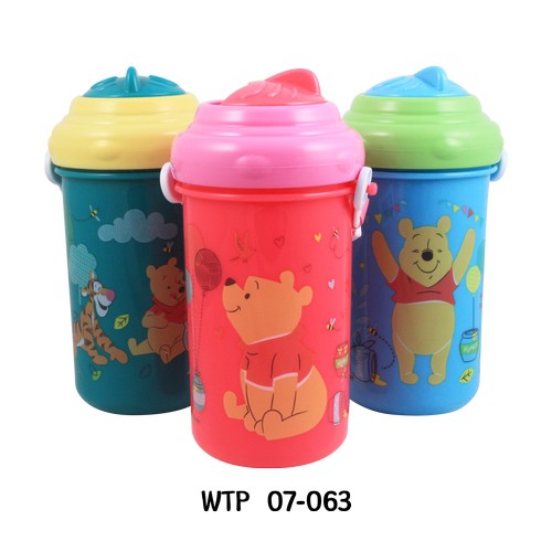 Winnie The Pooh Bottle With Straw / Botol Minum Anak Dengan Sedotan Dengan Tali (Wtp 07-063)