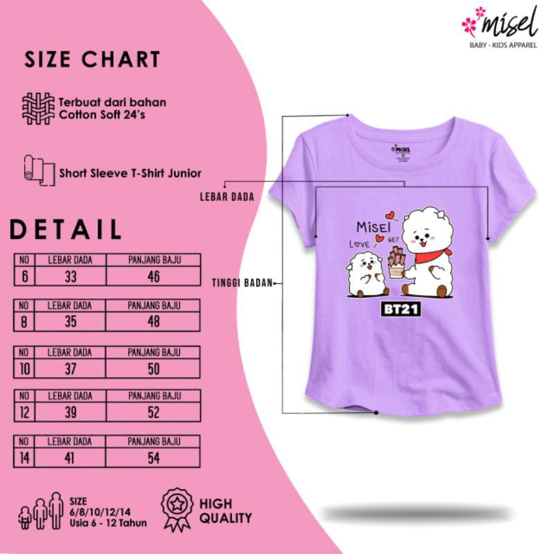 Misel Baju Kaos Branded Anak Perempuan/Cewek Usia 6-12 tahun