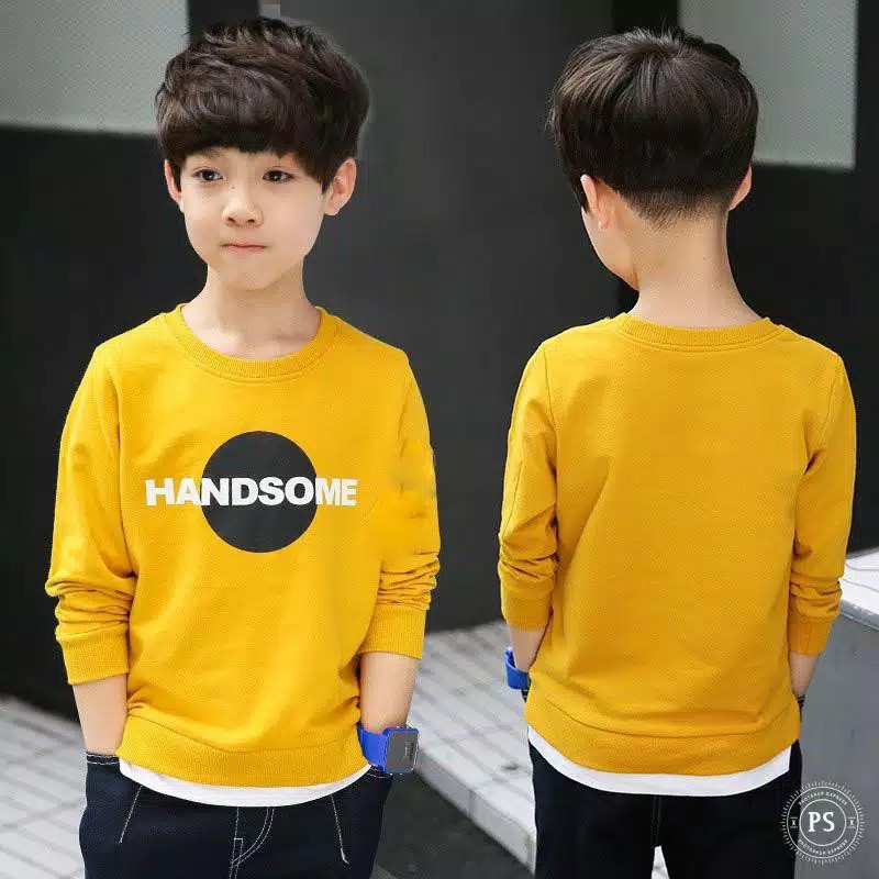 VIGOOO ( 1KG BISA 8 PCS ) Kaos Anak Laki-Laki Lengan Panjang Handsome Bahan Babyterry Usia 3-7 Tahun