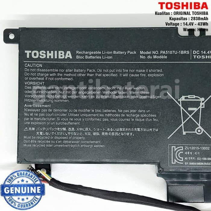 Baterai Toshiba L40-A L40D-A L45-A L40T-A L45D-A L45T-A PA5107 Ori