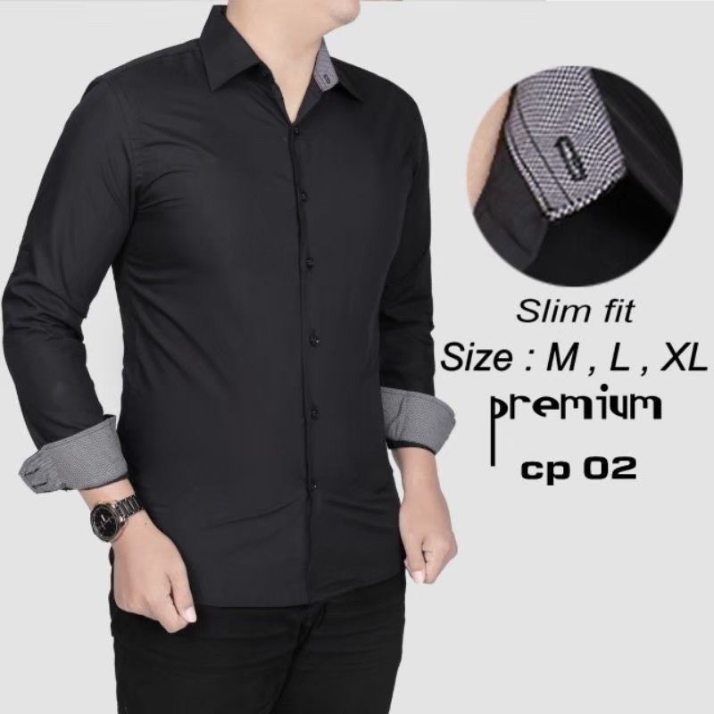 kemeja polos slimfit premium