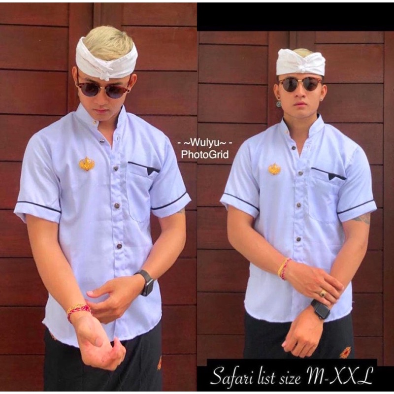 kemeja safari dewasa yoko list hitam | Baju pria bali | baju adat bali