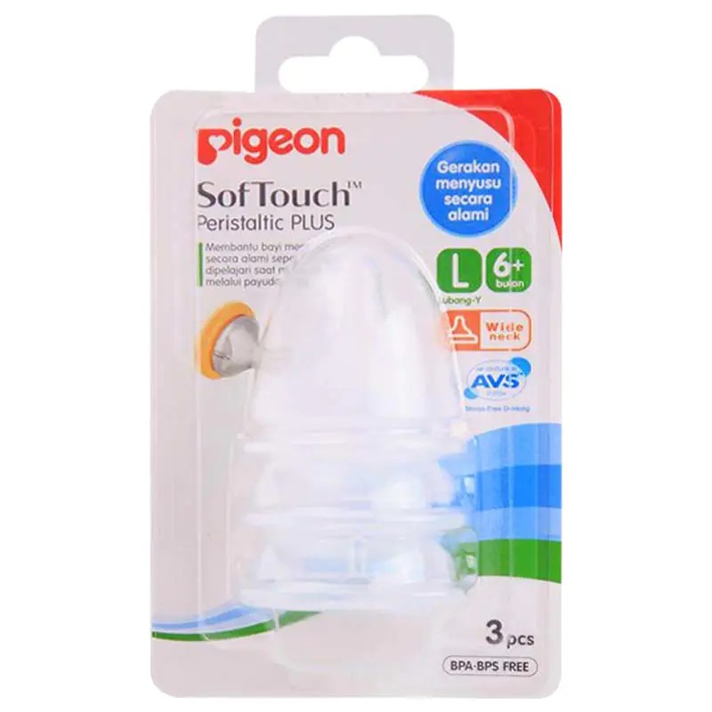 [DOT WN3] PIGEON Nipple Wide Neck Soft Touch Peristaltic Plus isi 3 - Dot Bayi