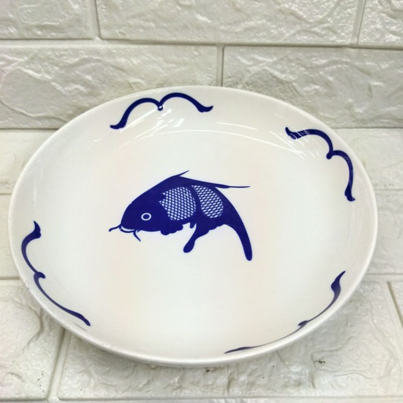 Piring Saji oval / Piring Saji Keramik Biru Putih