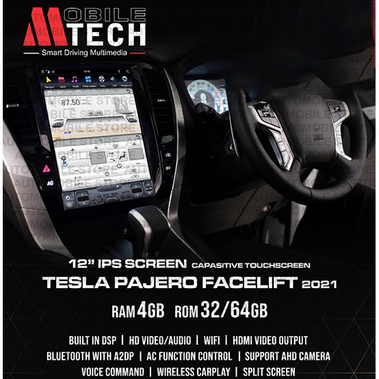 Mtech Head Unit Tesla Android Mitsubishi Pajero Sport 2021 Facelift FL