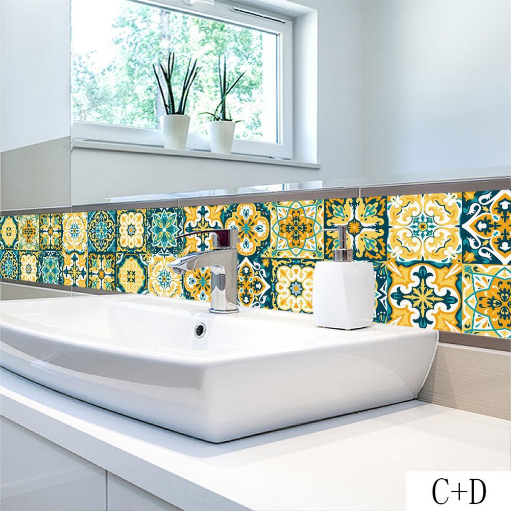 Classic Diy Wall Tiles Sticker Retro Kitchen Bathroom Toilet Wallpaper Shopee Indonesia