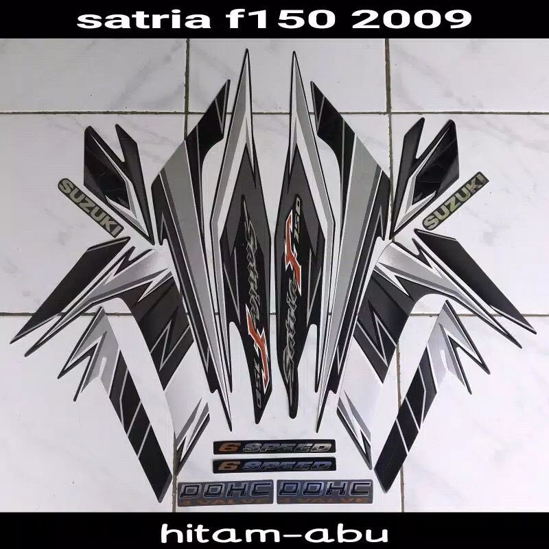 striping sticker lis body suzuki satria f fu barong150 2009 hitam abu