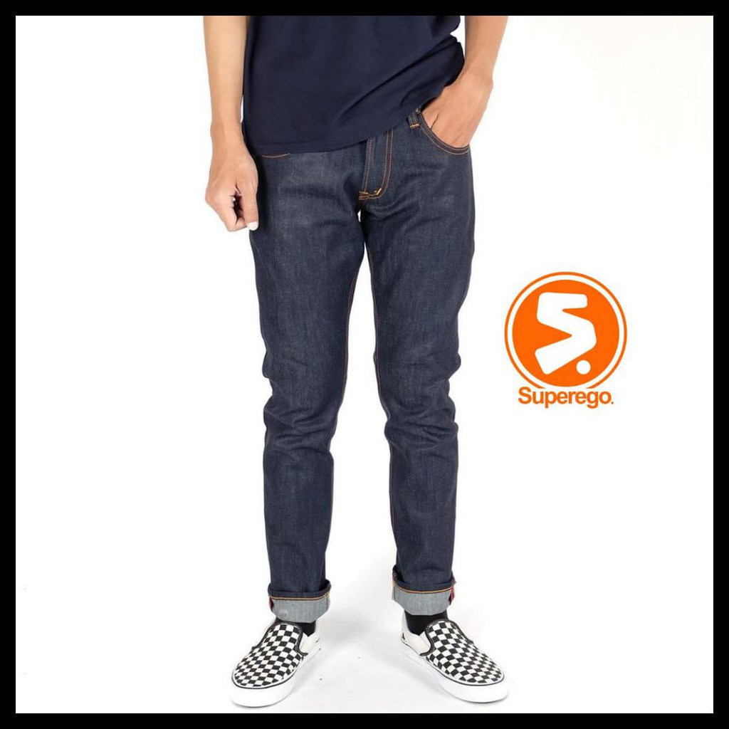 {BISA COD} SUPEREGO -Selvedge Accent BASIC WHITE unsanforized 12 oz ORIGINAL SDDW/PUTIH BERKUALITAS