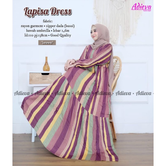 Lapisa Dress Busui Friendly - Gamis Remaja Motif garis berwarna dress maxi