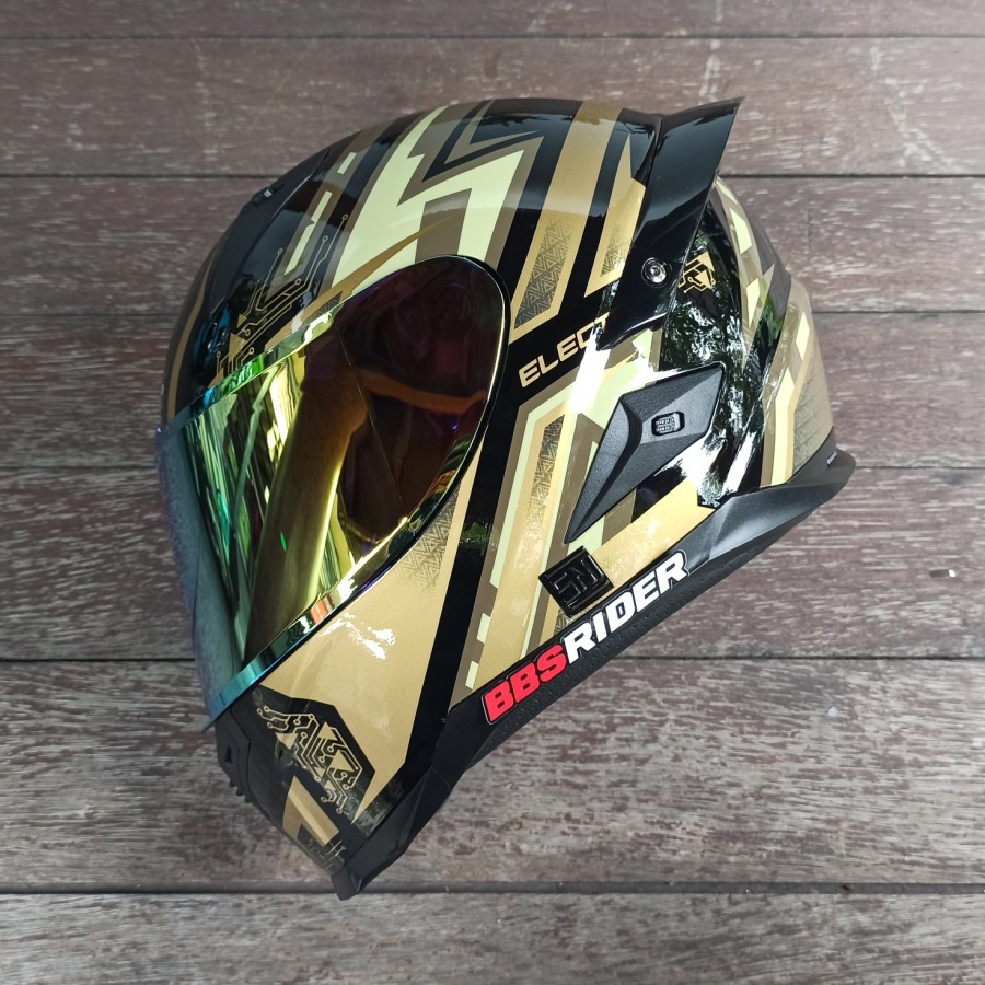 Helm SNAIL FFS1 Electric Black Gold Glossy Iridium Gold