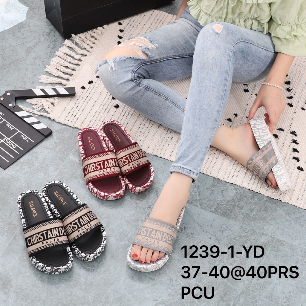 Sandal slop D1or WANITA TERLARISSS CRISSTIaN D10r  ORIGINAL BALANCE 1239 36-40// SANDAL SELOP IMPORT CINA PEREMPUAN tebal