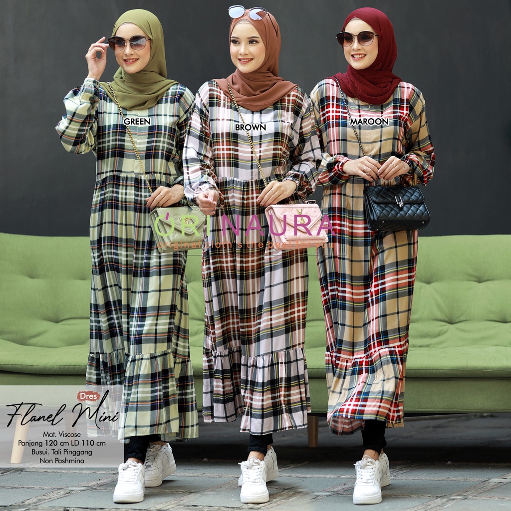 Long Tunik Kekinian Terbaru / Tunik Wanita Remaja Lengan Panjang / Baju Tunik Kotak Kotak