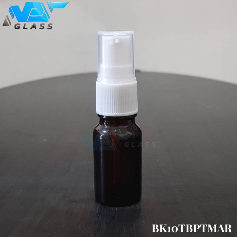 botol pump treatment 10ml kaca coklat tebal / botol kaca 10ml amber tutup pump