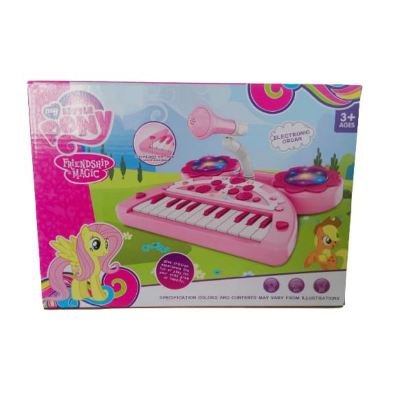 (FREE BATTERAI) MAINAN ALAT MUSIK PIANO MICROPHONE SUARA HEWAN BENTUK LUCU LITTLE PONY KUDA PONI