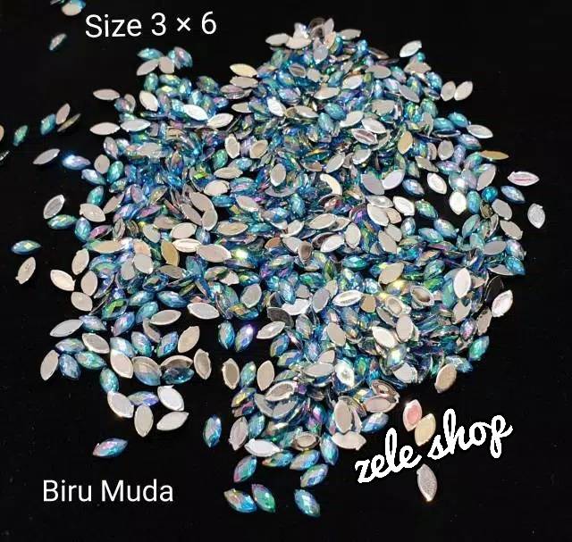 GEMS RUNCING KILAU AB 3x6 mm / BAHAN NAIL ART / HIASAN HENNA / HIASANTASBIH DIGITAL