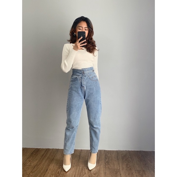 [LUXE.DLABEL]-D46 Jeans |Celana Jeans Highwaist Wanita Import Celana Panjang Jeans Highwaist Wanita Boyfriend Jeans Baggy Jeans Straight Jeans Wanita Murah Import Premium Korea