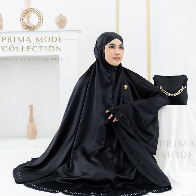 Mukena Dewasa Silky Daily Lasercut 2in1 Chain Series Aleesa Tas Rantai Aleena