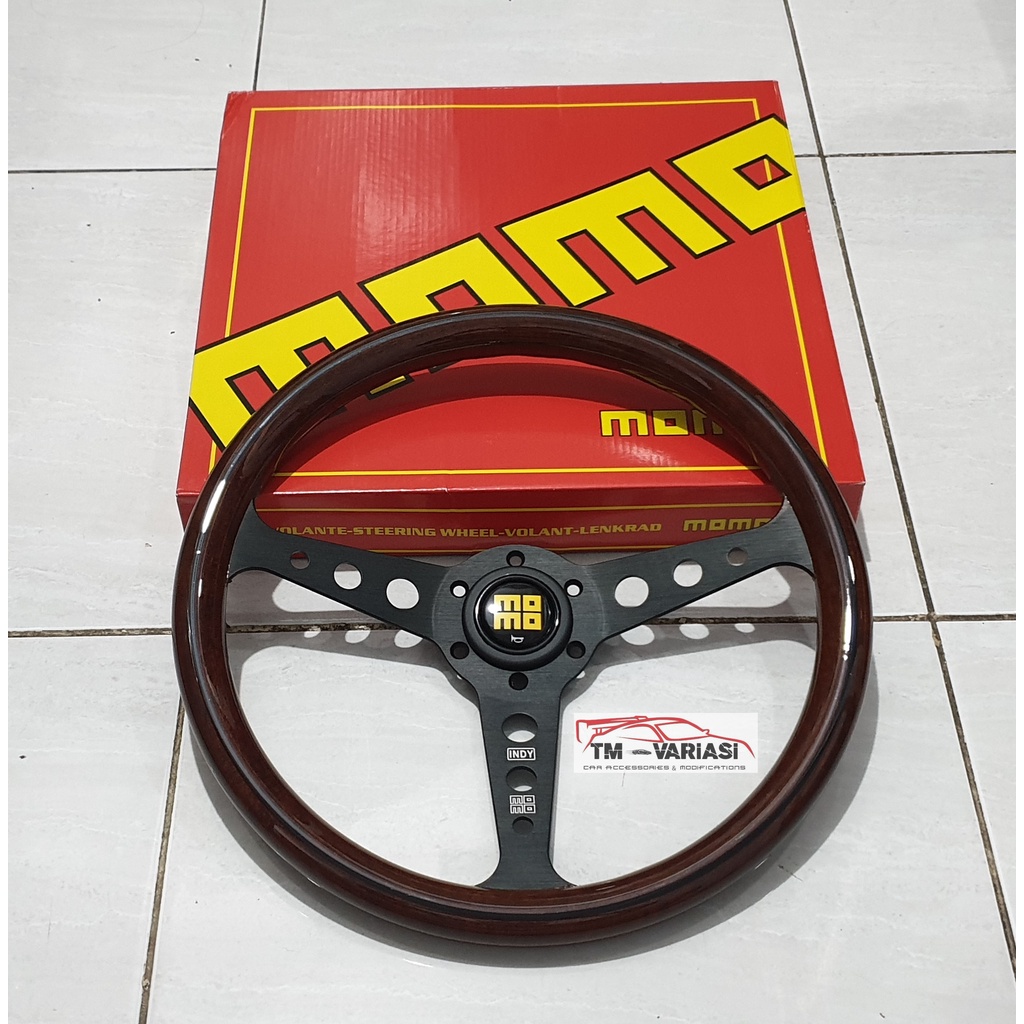 Import Stir Racing MOMO INDY Kayu Wood Glossy 14 Inchi PREMIUM