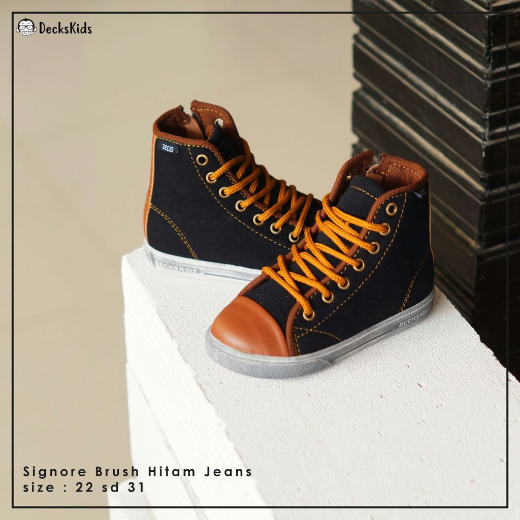 Sepatu Anak Laki - Laki Decks Kids Signore Hitam Jeans Keren