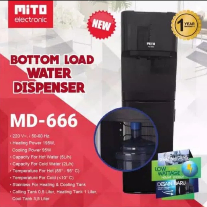 MITO Dispenser Galon Bawah Hot Cool Normal MD-666 Bottom Load Garansi Resmi