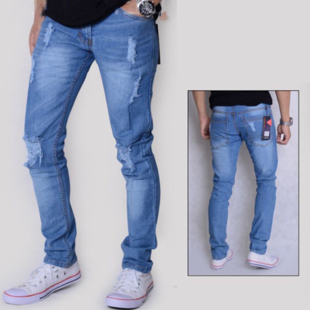 Celana Jeans sobek pria - Ripped Jeans - celana slim fit pria motif sobek