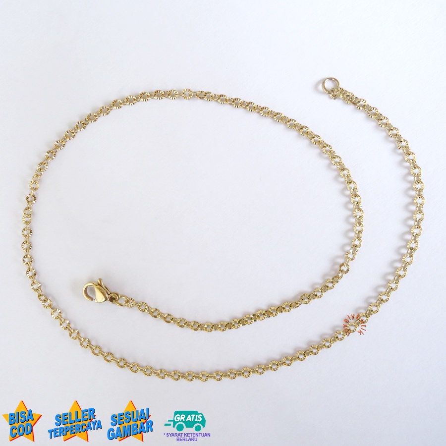 Lovelybutik Kalung Titanium Anti Karat Rantai Kalung Anti Hitam Kalung Anak Titanium Model Rantai Nori Donat Ukuran 35 Cm