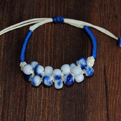 Gelang Etnik GK-56 Batu Keramik Blue Beads