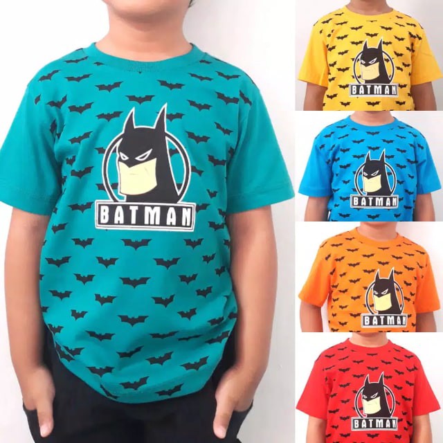 Kaos anak laki - laki motif karakter superhero BATMAN 2- 9 tahun