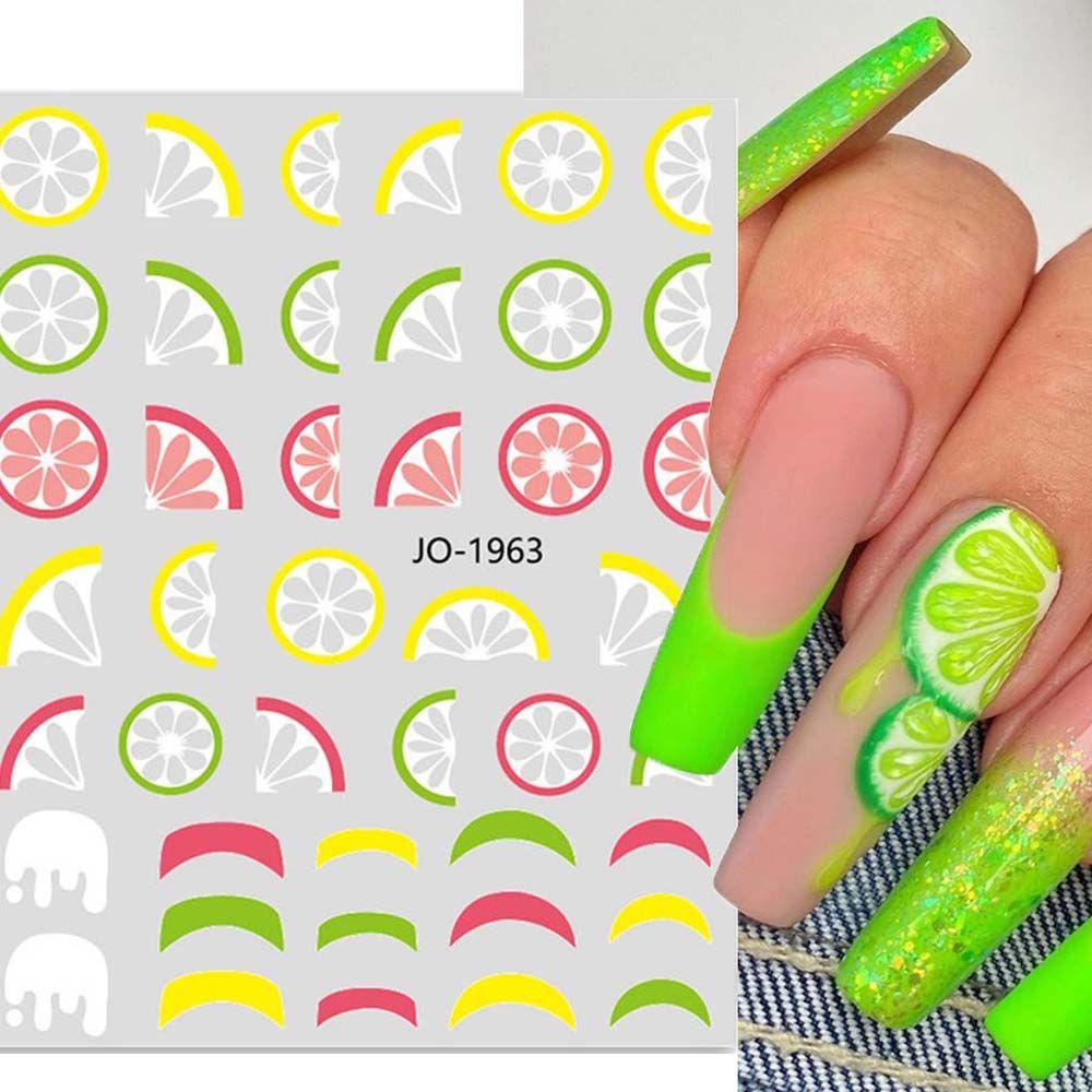 AUGUSTINA Agustina Buah Stiker Kuku 3D Fashion Dekorasi Kuku Manicure Strawberry Alpukat Semangka Nail Decal