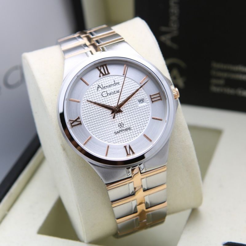JAM ORIGINAL ALEXANDRE CHRISTIE PRIA AC 8541 SILVER ROSEGOLD SAPPHIRE